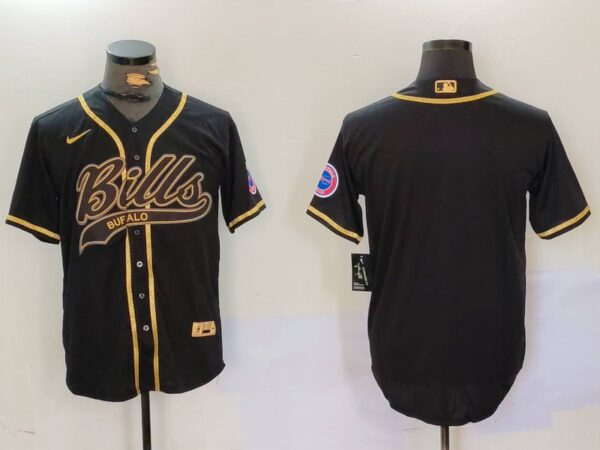 Men's Buffalo Bills Blank Black Team Cool Base Stitched Baseball Jerseys