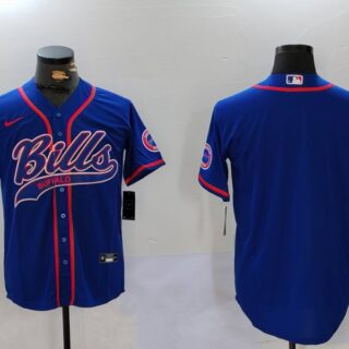 Men's Buffalo Bills Blank Blue Team Cool Base Stitched Baseball Jerseys