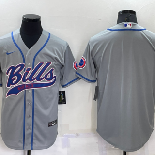 Men's Buffalo Bills Blank Gray Cool Base Stitched Baseball Jersey