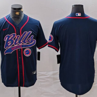Men's Buffalo Bills Blank Navy With Patch Cool Base Stitched Baseball Jerseys