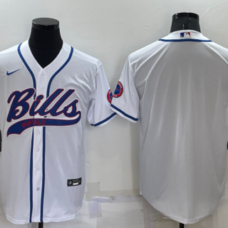 Men's Buffalo Bills Blank White Cool Base Stitched Baseball Jersey