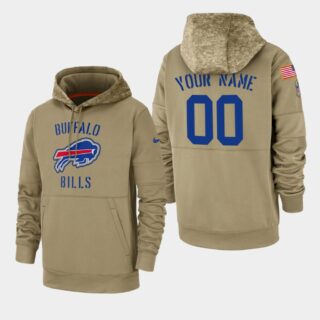 Men's Buffalo Bills Custom 2019 Salute to Service Sideline Therma Pullover Hoodie - Tan