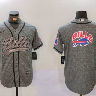 Men's Buffalo Bills Grey Team Big logo Cool Base Stitched Baseball Jerseys