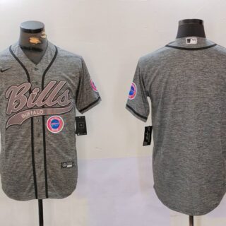 Men's Buffalo Bills Grey Team Blank Cool Base Stitched Baseball Jerseys