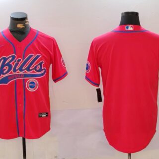 Men's Buffalo Bills Red Team Blank Cool Base Stitched Baseball Jerseys
