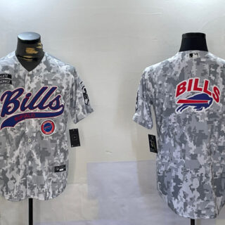 Men's Buffalo Bills Team Big Logo 2024 Arctic Camo Salute To Service Stitched Baseball Jerseys
