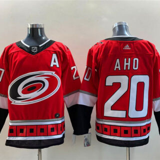 Men's Carolina Hurricanes #20 Sebastian Aho Red Stitched Jersey