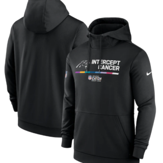 Men's Carolina Panthers 2022 Black Crucial Catch Therma Performance Pullover Hoodie