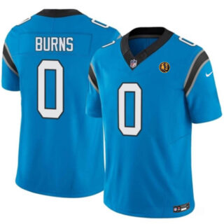 Men's Carolina Panthers #0 Brian Burns Blue 2023 F.U.S.E. With John Madden Patch Vapor Limited Stitched Football Jersey