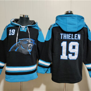 Men's Carolina Panthers #19 Adam Thielen Black Ageless Must-Have Lace-Up Pullover Hoodie