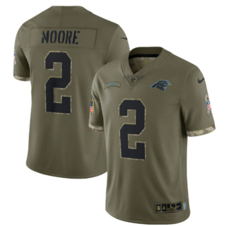Men's Carolina Panthers #2 D. Moore Olive 2022 Salute To Service Limited Stitched Jersey