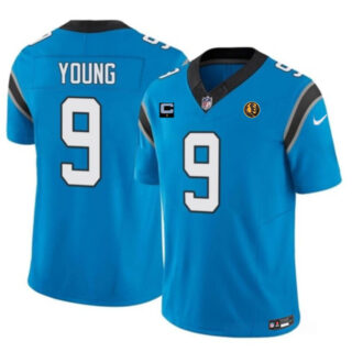 Men's Carolina Panthers #9 Bryce Young Blue 2023 F.U.S.E. With 1-Star C Patch And John Madden Patch Vapor Limited Stitched Football Jersey