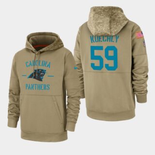 Men's Carolina Panthers Luke Kuechly 2019 Salute to Service Sideline Therma Pullover Hoodie - Tan