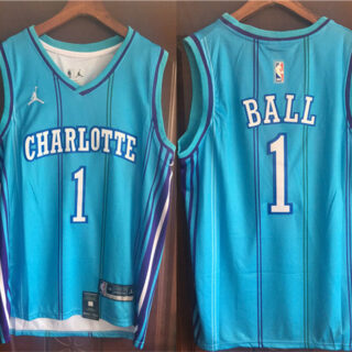 Men's Charlotte Hornets #1 LaMelo Ball Blue Stitched Basketball Jersey