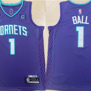 Men's Charlotte Hornets #1 LaMelo Ball Purple Stitched Basketball Jersey