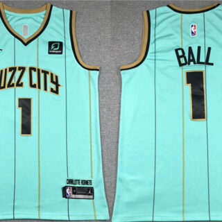 Men's Charlotte Hornets #1 LaMelo Ball Teal No.6 Patch Stitched Basketball Jersey