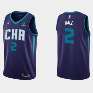 Men's Charlotte Hornets #2 LaMelo Ball Purple Stitched Basketball Jersey