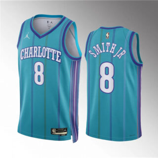 Men's Charlotte Hornets #8 Nick Smith Jr. Teal 2023 24 Classic Edition Stitched Basketball Jersey
