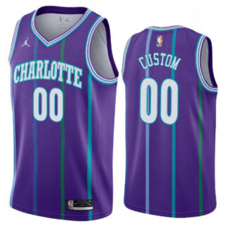 Men's Charlotte Hornets Custom Name Number Jersey Purple 2019-20 Classic