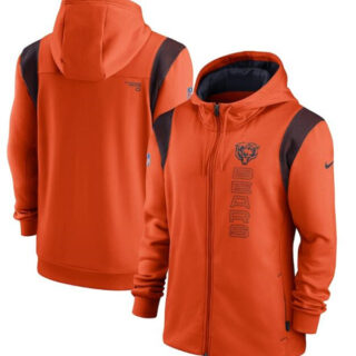 Men's Chicago Bears 2021 Orange Sideline Team Performance Full-Zip Hoodie