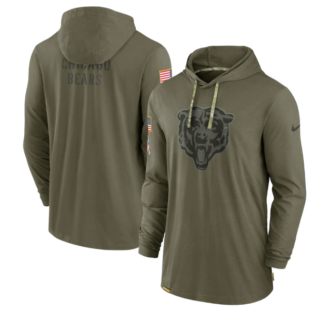 Men's Chicago Bears 2022 Olive Salute To Service Tonal Pullover Hoodie