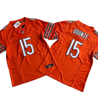 Men's Chicago Bears #15 Rome Odunze Orange 2024 Draft F.U.S.E. Vapor Stitched Football Jersey