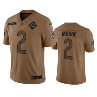 Men's Chicago Bears #2 DJ Moore 2023 Brown Salute To Service Limited Stitched Football Jersey