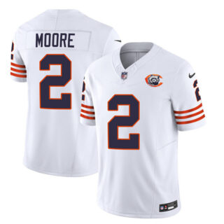 Men's Chicago Bears #2 DJ Moore White 2023 F.U.S.E. Throwback Limited Stitched Football Jersey