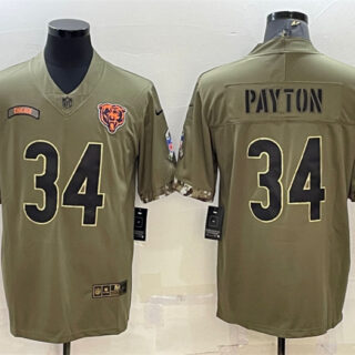 Men's Chicago Bears #34 Walter Payton Olive 2022 Salute To Service Limited Stitched Jersey
