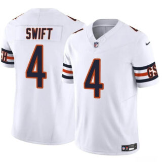 Men's Chicago Bears #4 D'Andre Swift White 2023 F.U.S.E. Vapor Stitched Football Jersey