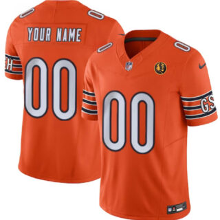 Men's Chicago Bears Active Player Custom Orange 2023 F.U.S.E. With John Madden Patch Vapor Limited Stitched Football Jersey