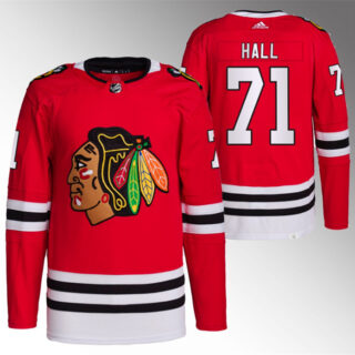 Men's Chicago Blackhawks #71 Taylor Hall Red Stitched Hockey Jersey