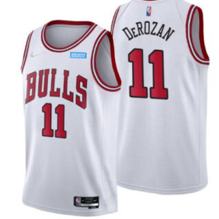 Men's Chicago Bulls #11 DeMar DeRozan 75th Anniversary White Swingman Stitched Basketball Jersey