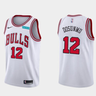 Men's Chicago Bulls #12Ayo Dosunmu White Association Edition Swingman Stitched Basketball Jersey