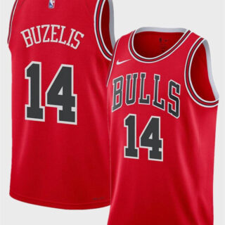 Men's Chicago Bulls #14 Matas Buzelis Red 2024 Draft Icon Edition Stitched Basketball Jersey