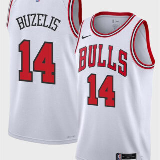 Men's Chicago Bulls #14 Matas Buzelis White 2024 Draft Association Edition Stitched Basketball Jersey