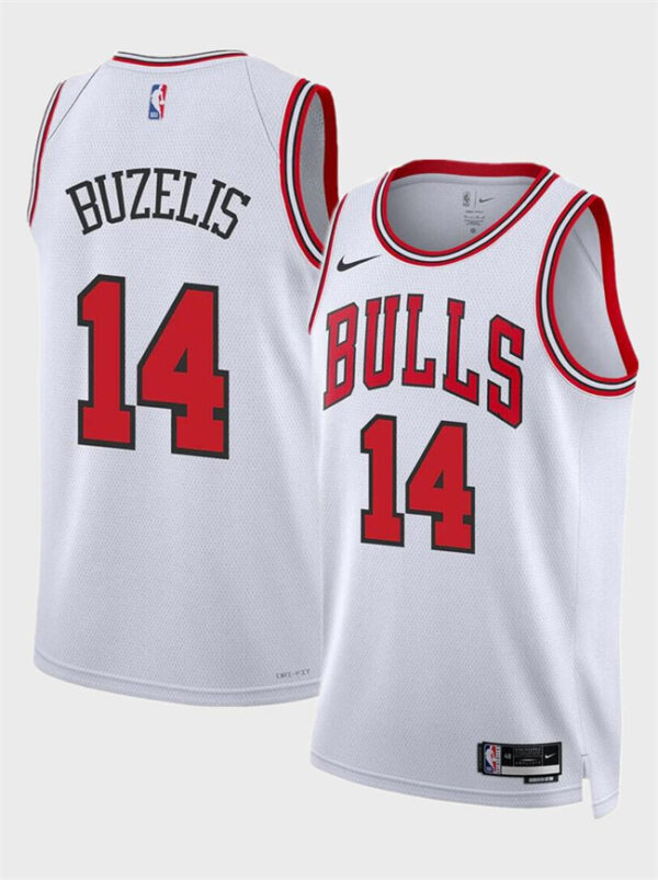 Men's Chicago Bulls #14 Matas Buzelis White 2024 Draft Association Edition Stitched Basketball Jersey