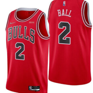 Men's Chicago Bulls #2 Lonzo Ball 75th Anniversary Red Swingman Stitched Basketball Jersey