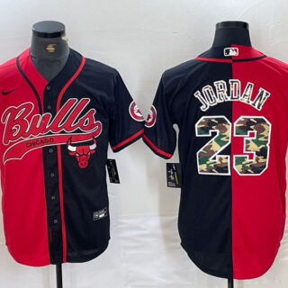 Men's Chicago Bulls #23 Michael Jordan Gray Camo Cool Base Stitched Baseball Jersey 4