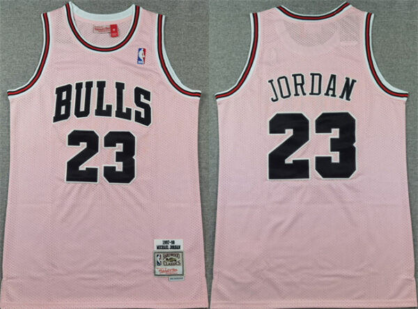 Men's Chicago Bulls #23 Michael Jordan Pink 1997-98 Stitched Basketball Jersey