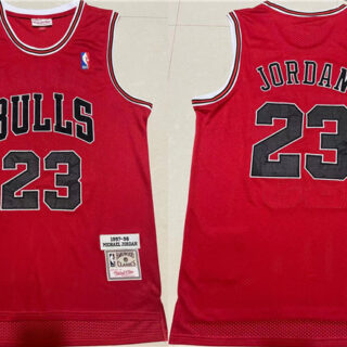 Men's Chicago Bulls #23 Michael Jordan Red 1997-98 Throwback Stitched Jersey