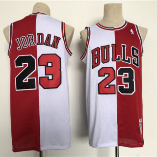 Men's Chicago Bulls #23 Michael Jordan Red White Throwback Stitched Jersey