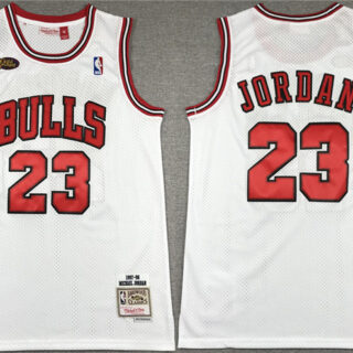 Men's Chicago Bulls #23 Michael Jordan White 1997-98 Stitched Jersey