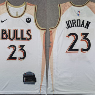 Men's Chicago Bulls #23 Michael Jordan White 2024 City Edition Stitched Basketball Jersey