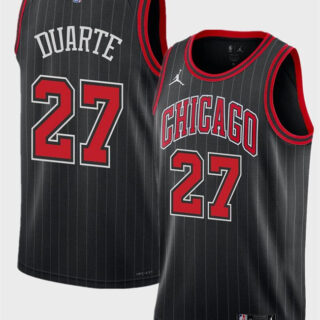 Men's Chicago Bulls #27 Chris Duarte Black 2024 Draft Statement Edition Stitched Basketball Jersey