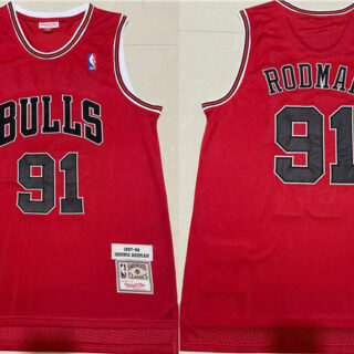 Men's Chicago Bulls #91 Dennis Rodman 1997-98 Red Throwback Stitched Jersey