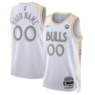 Men's Chicago Bulls Active Player Custom White 2024 25 City Edition Stitched Basketball Jersey