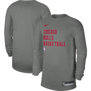 Men's Chicago Bulls Heather Gray 2023 24 Legend On-Court Practice Long Sleeve T-Shirt