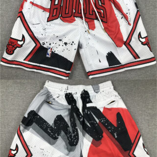 Men's Chicago Bulls White Red Shorts (Run Small)