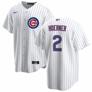 Men's Chicago Cubs #2 Nico Hoerner White Cool Base Stitched Baseball Jersey